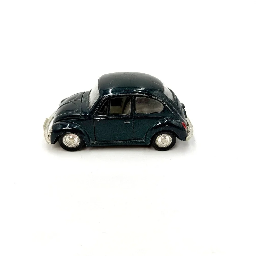 Vintage Volkswagen Beetle Diecast Toy Car Dark Green HGQ 591V Pull‎ Back